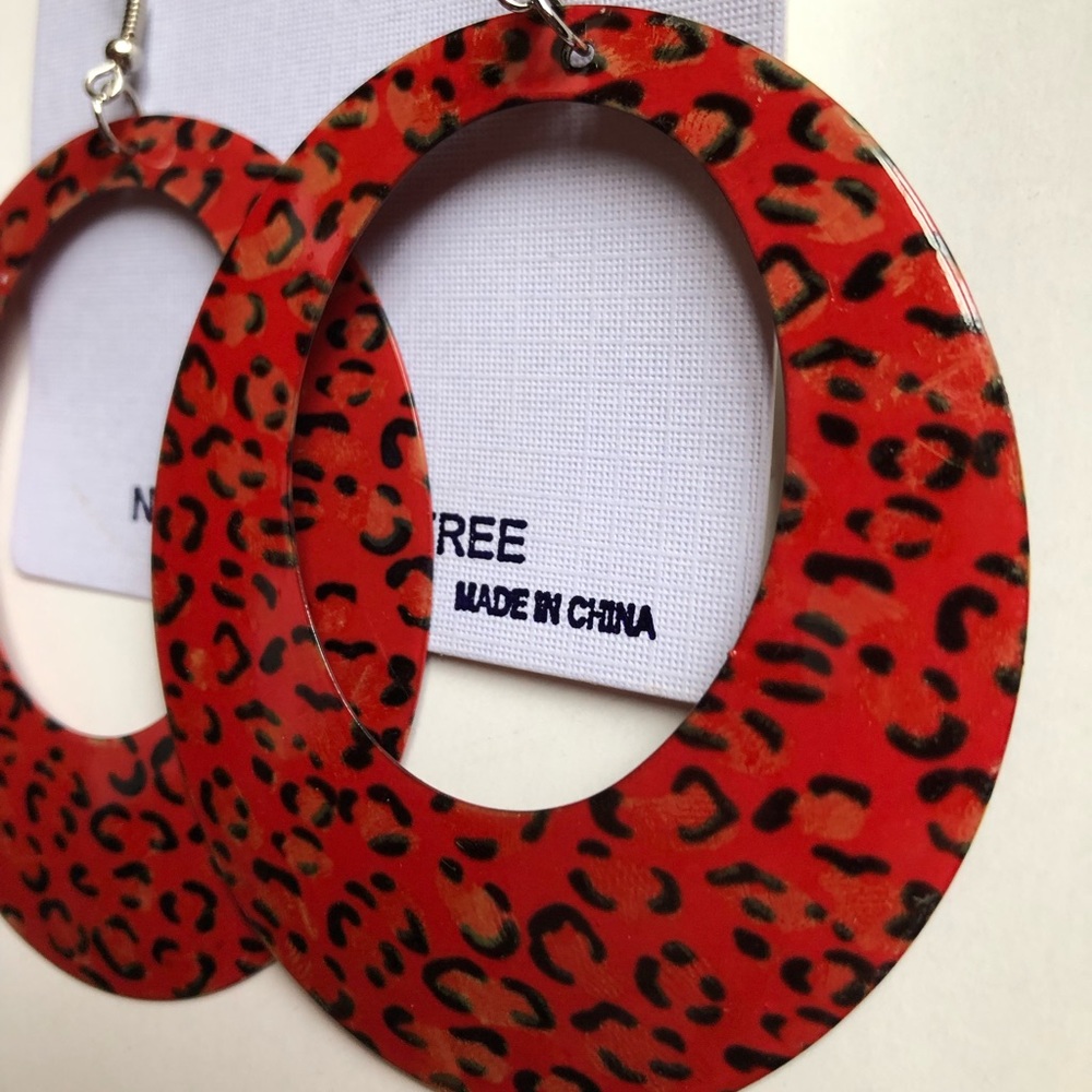 Red Leopard Print Earrings